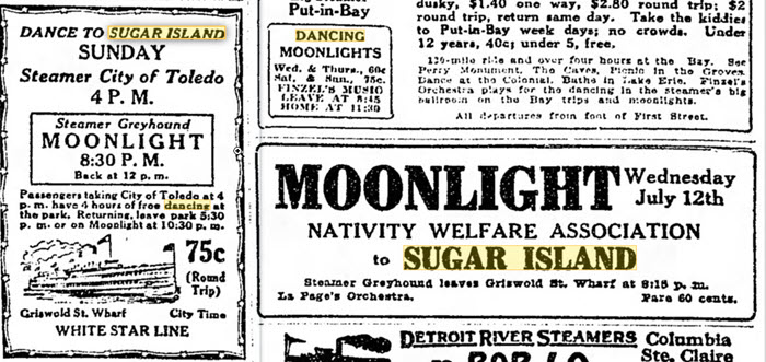 Sugar Island Park - ADS FROM JULY 9 1922